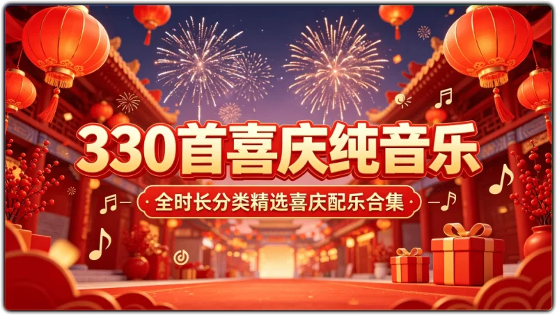330首喜庆纯音乐合集 | 全时长分类高清配乐素材-资源汇集