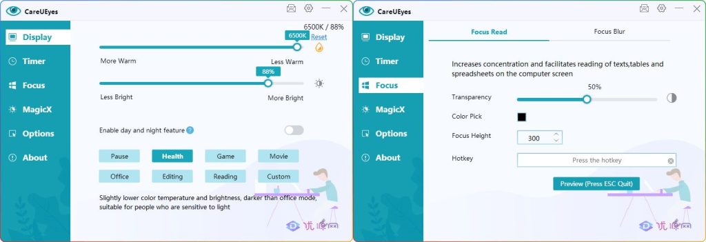 图片[1]-CareUEyes Pro v2.2.12 - 屏幕护眼蓝光过滤亮度调节工具-资源汇集