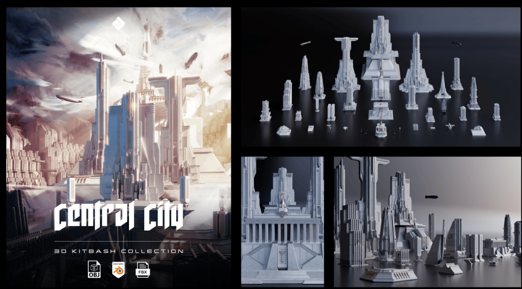 图片[2]-中央城市3D建筑套件丨未来帝国城市3D模型素材-资源汇集