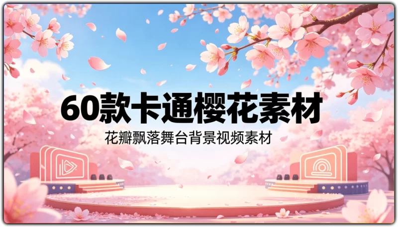 60 款卡通樱花素材丨花瓣飘落舞台背景视频素材-资源汇集