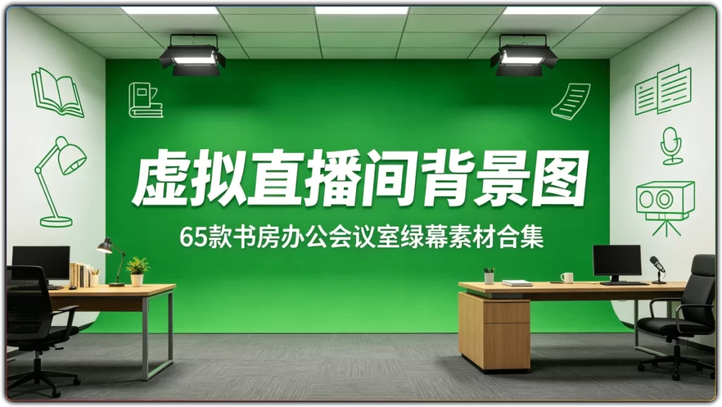图片[1]-虚拟直播间背景图 | 65款书房办公会议室绿幕素材合集-资源汇集