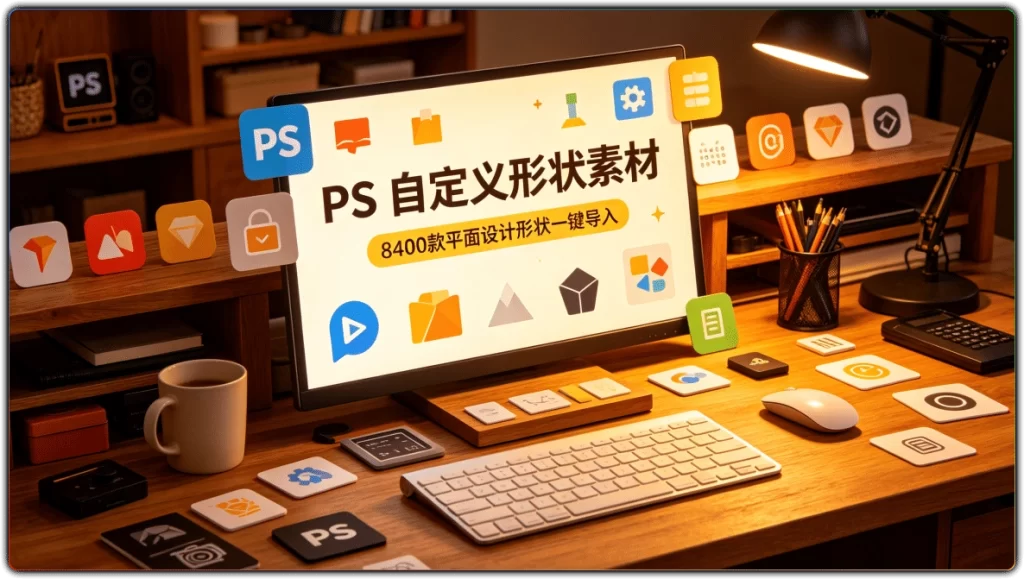 图片[1]-PS 自定义形状素材丨8400 款平面设计形状一键导入-资源汇集