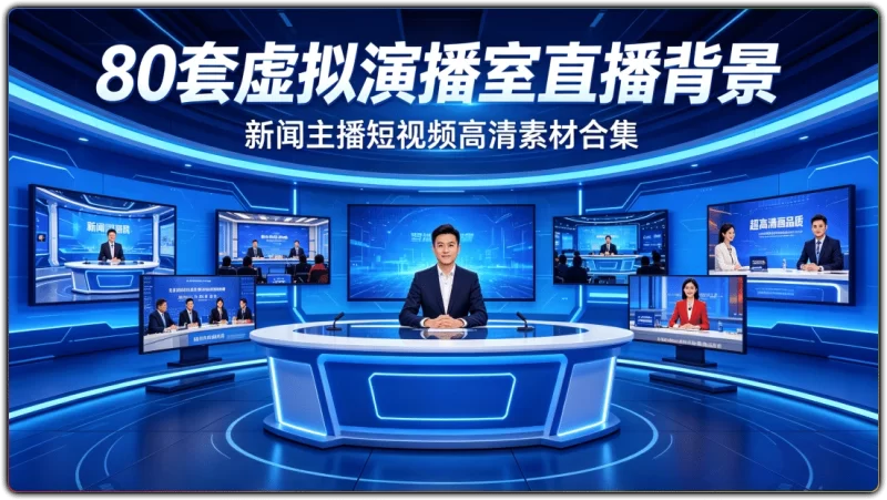 80套虚拟演播室直播背景 | 新闻主播短视频高清素材合集-资源汇集