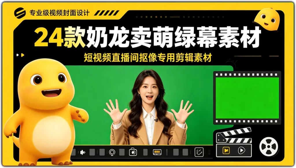 图片[1]-24 款奶龙卖萌绿幕素材丨短视频直播间抠像专用剪辑素材-资源汇集