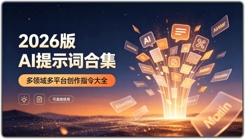 2026版AI提示词合集 | 多领域多平台创作指令大全 可直接使用-资源汇集