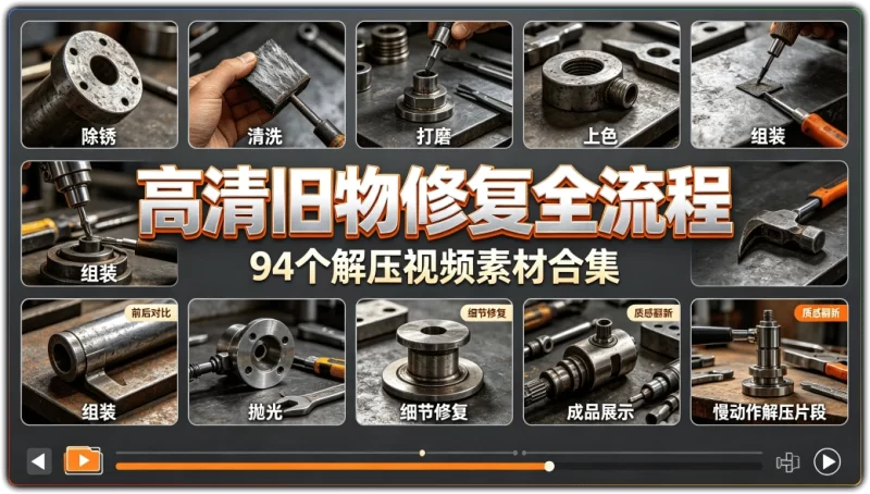 94个旧物修复解压视频素材丨高清翻新全流程合集-资源汇集