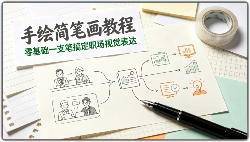 手绘简笔画教程丨零基础一支笔搞定职场视觉表达-资源汇集