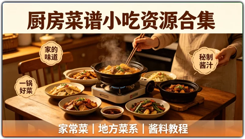 厨房菜谱小吃资源合集丨家常菜地方菜系酱料教程全收录-资源汇集