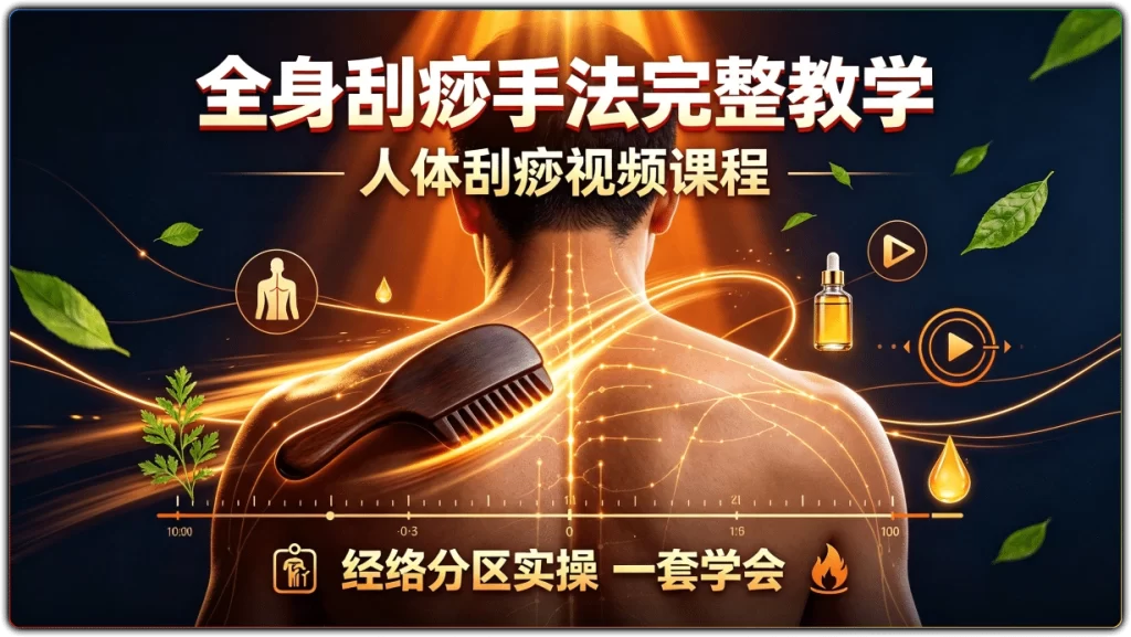 图片[1]-全身刮痧手法完整教学 | 人体十二部刮痧视频课程 经络分区实操-资源汇集