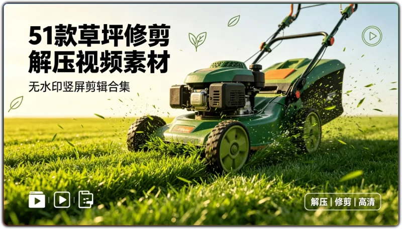51款草坪修剪解压视频素材丨无水印竖屏剪辑合集-资源汇集