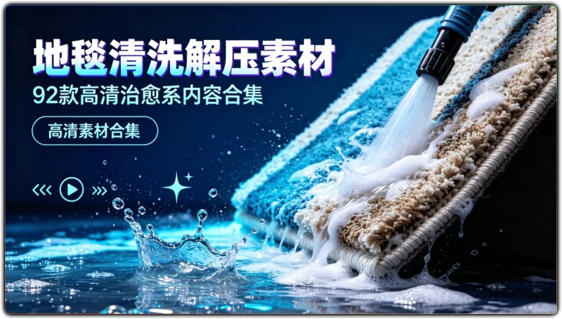 地毯清洗解压视频素材丨92款高清治愈系内容合集-资源汇集