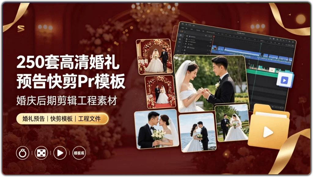 图片[1]-250套高清婚礼预告快剪Pr模板 | 婚庆后期剪辑工程素材-资源汇集