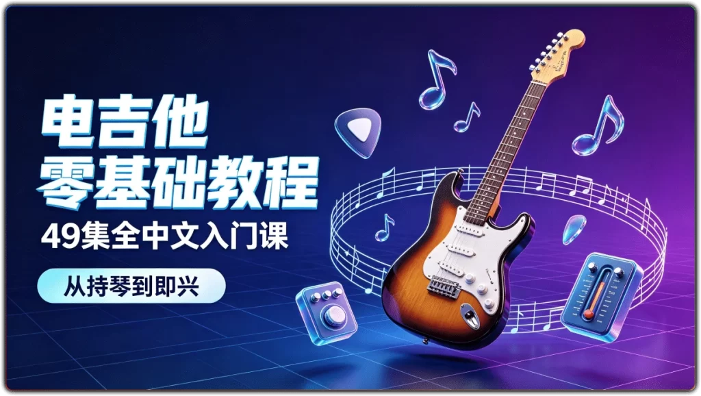 图片[1]-电吉他零基础教程 | 49集全中文入门课从持琴到即兴-资源汇集