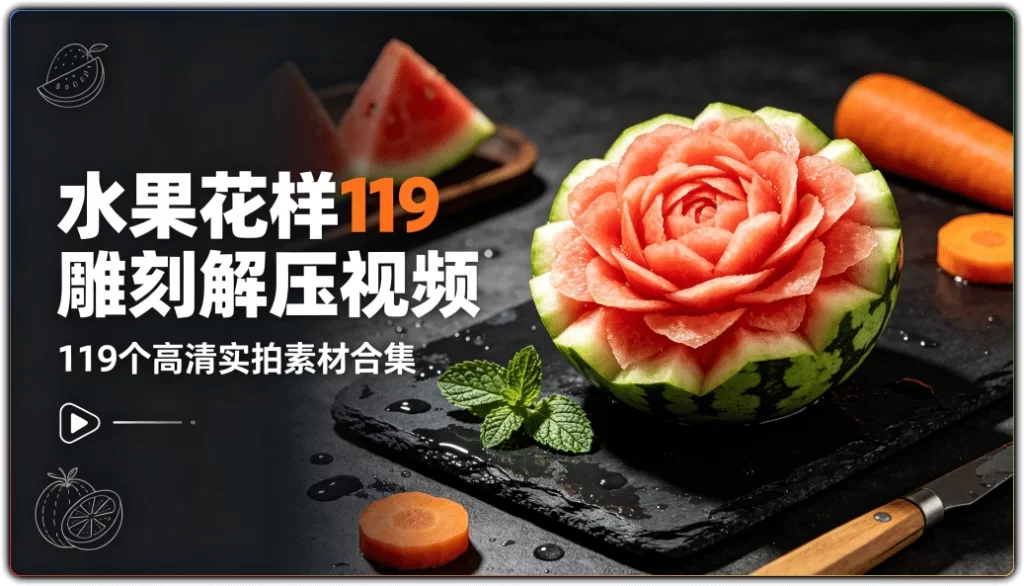 图片[1]-水果花样雕刻解压视频丨 119个高清实拍素材合集-资源汇集