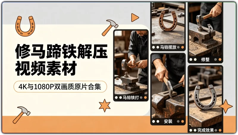 修马蹄铁解压视频素材丨 4K 与 1080P 双画质原片合集-资源汇集