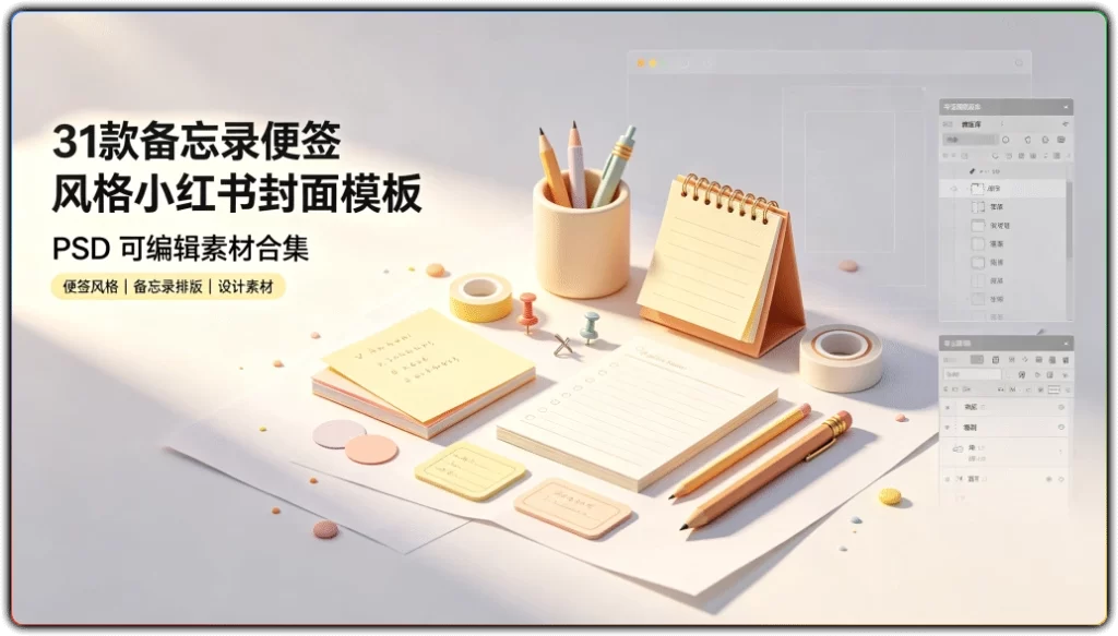 图片[1]-31款备忘录便签风格小红书封面模板 | PSD 可编辑素材合集-资源汇集
