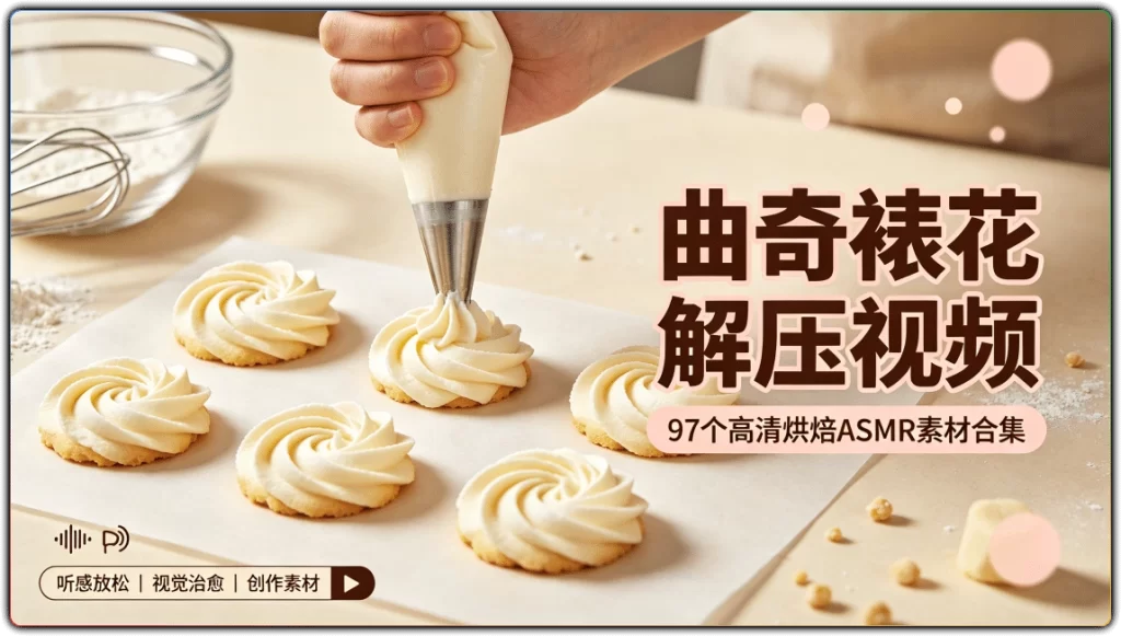 图片[1]-97个曲奇裱花解压视频丨高清烘焙ASMR创作素材合集-资源汇集