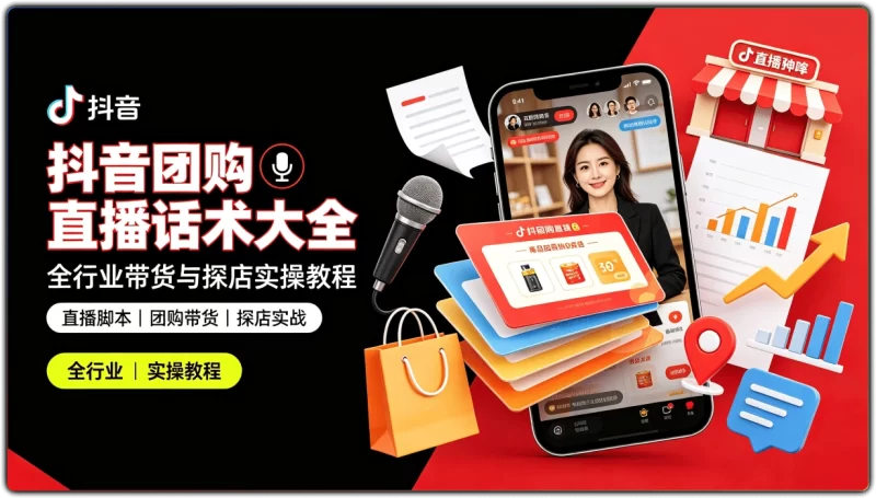 抖音团购直播话术大全 | 全行业带货与探店实操教程-资源汇集