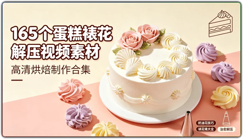 图片[1]-165个蛋糕裱花解压视频素材丨高清烘焙制作合集-资源汇集