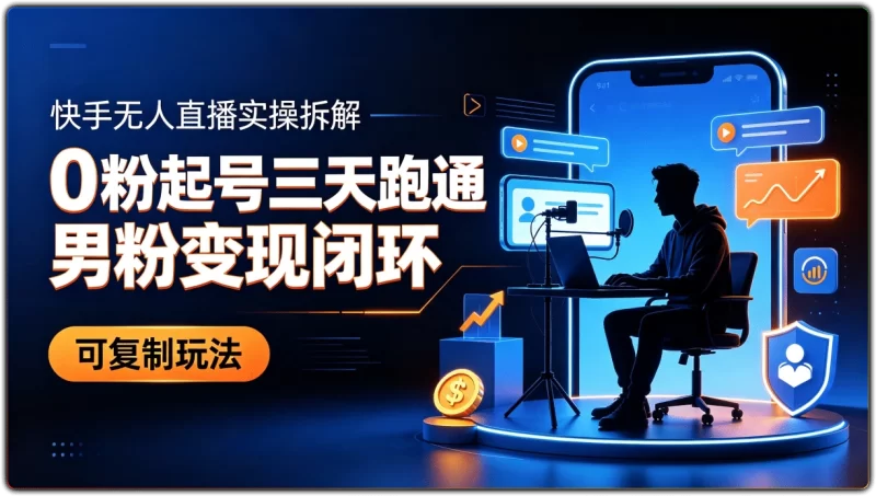 快手无人直播实操拆解 | 0粉起号三天跑通男粉变现闭环-资源汇集