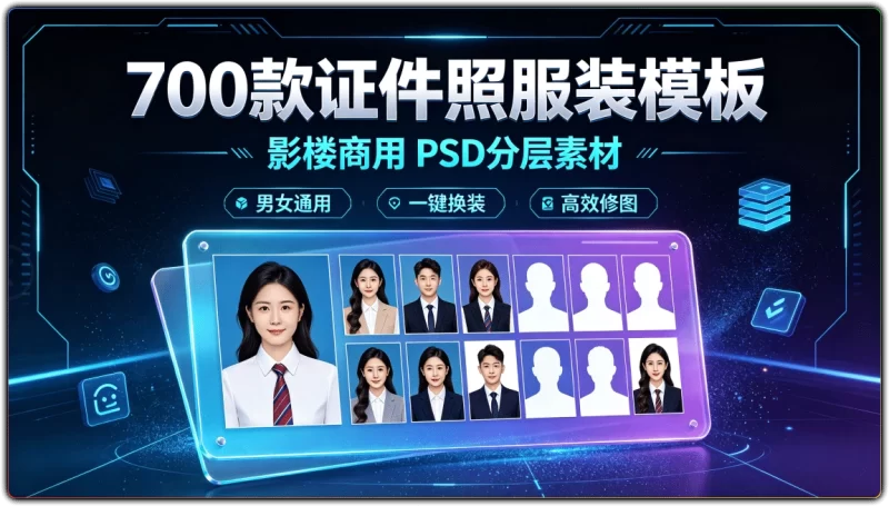 700 款男女证件照PSD服装模板 | 影楼商用证件换装修图素材-资源汇集