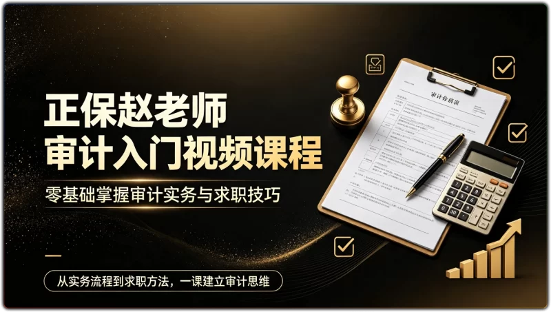 正保赵老师审计入门视频课程丨零基础掌握审计实务与求职技巧-资源汇集